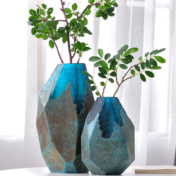 Modern Abstract Blue Glass Vase - Staunton and Henry