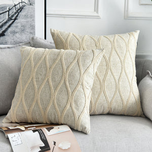 Embroidered Cream Linen Throw Cushion - Staunton and Henry