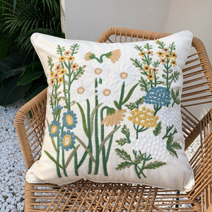 Embroidered Botanical Pattern Throw Cushion - Staunton and Henry