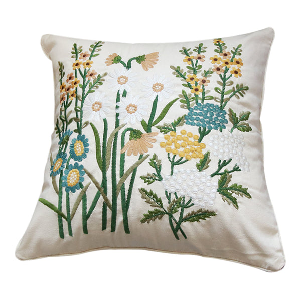 Embroidered Botanical Pattern Throw Cushion - Staunton and Henry