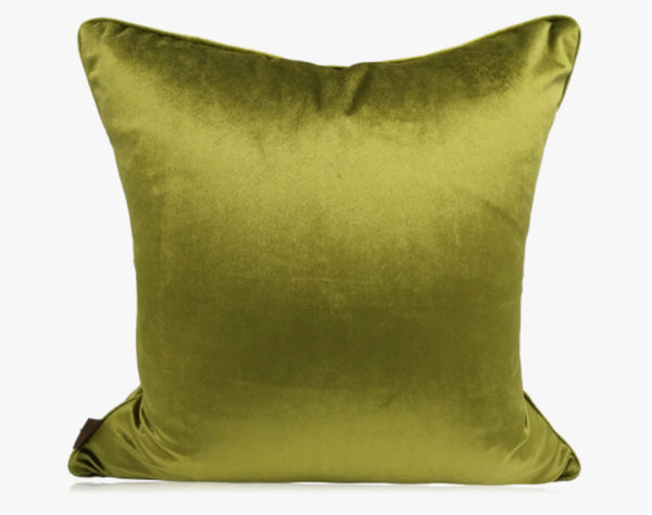 Embroidered Fern Leaf Green Velvet Cushion - Staunton and Henry