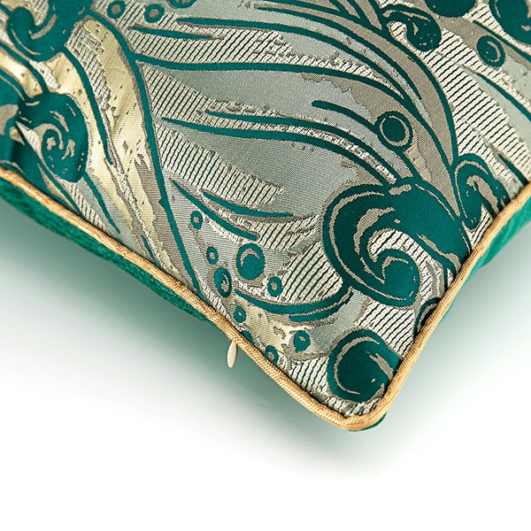 Emerald Japanese Wave Throw Cushion - Staunton and Henry