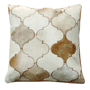 Minaret Cream and Fawn Patchwork Hide Cushion - Staunton and Henry