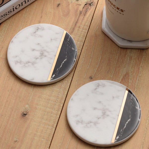 Black and White Marble Pattern Coasters - Set of 4 - Staunton and Henry