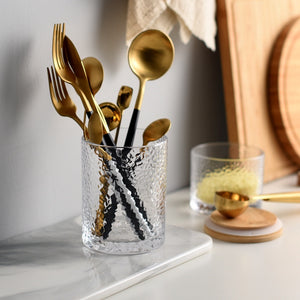 Dimpled Glass Kitchen Condiment Jar - Staunton and Henry