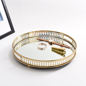 Round Vintage Gold Mirrored Tray SALE - Staunton and Henry