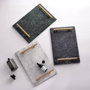 Solid Marble Serving Tray with Gold Handles - Staunton and Henry