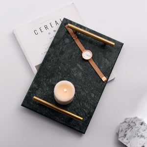 Solid Marble Serving Tray with Gold Handles - Staunton and Henry