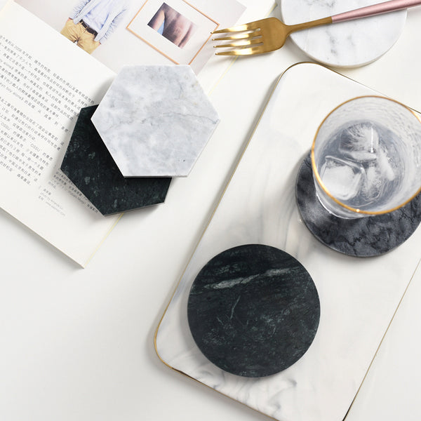 Solid Marble Drink Coasters - Set of 4 - Staunton and Henry