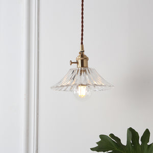 Vintage Glass and Brass Pendant Light - Staunton and Henry