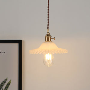 Vintage Glass and Brass Pendant Light - Staunton and Henry