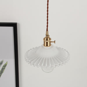 Vintage Glass and Brass Pendant Light - Staunton and Henry
