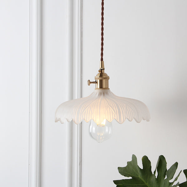 Vintage Glass and Brass Pendant Light - Staunton and Henry