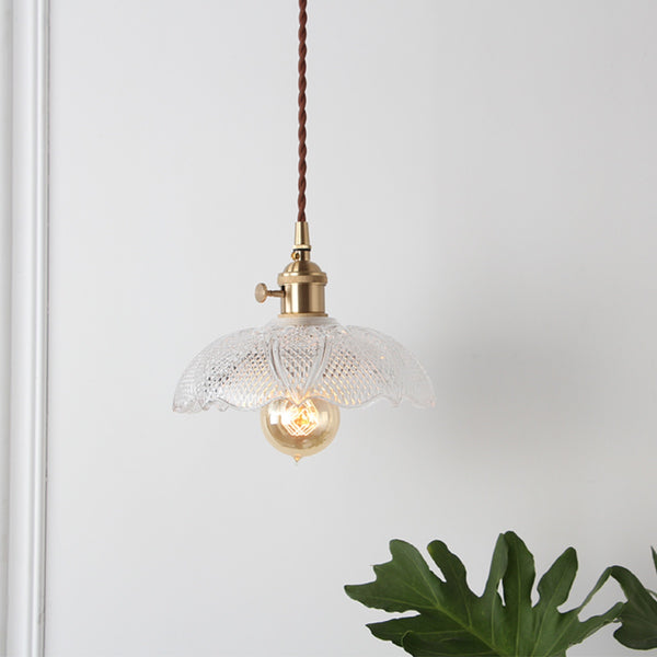 Vintage Glass and Brass Pendant Light - Staunton and Henry