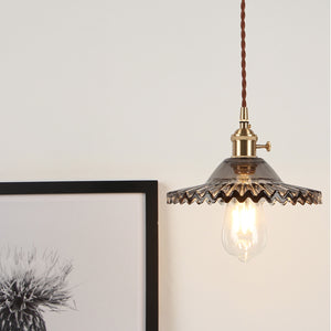 Vintage Glass and Brass Pendant Light - Staunton and Henry