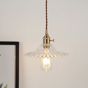 Vintage Glass and Brass Pendant Light - Staunton and Henry