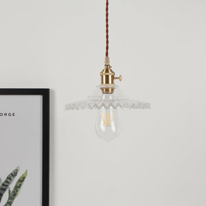 Vintage Glass and Brass Pendant Light - Staunton and Henry