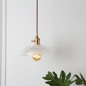 Vintage Glass and Brass Pendant Light - Staunton and Henry