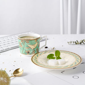 Persian Green and Gold Tea Cup and Saucer - Set of 2 - Staunton and Henry