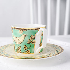 Persian Green and Gold Tea Cup and Saucer - Set of 2 - Staunton and Henry