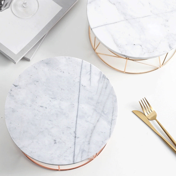 Modern White Marble Cake Stand - Staunton and Henry