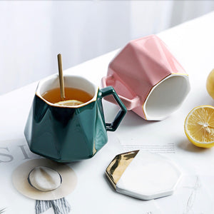 Diamond Coffee Mug With Gold Detail - Staunton and Henry