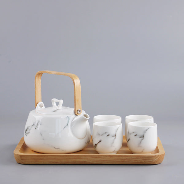 Japanese White Marble Pattern Tea Set - Staunton and Henry
