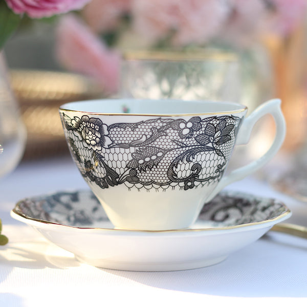 Black Lace Tea Cup and Saucer - Staunton and Henry