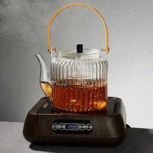 Modern Oriental Glass Tea Pot Set With Bamboo Handle - Staunton and Henry