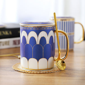 Gatsby Elegant Modern Coffee Mugs - With Gold Spoon - Staunton and Henry