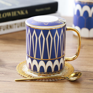 Gatsby Elegant Modern Coffee Mugs - With Gold Spoon - Staunton and Henry