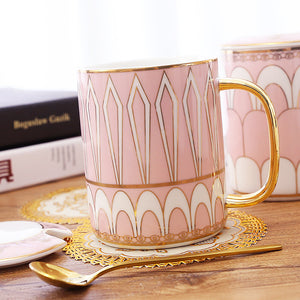 Gatsby Elegant Modern Coffee Mugs - With Gold Spoon - Staunton and Henry