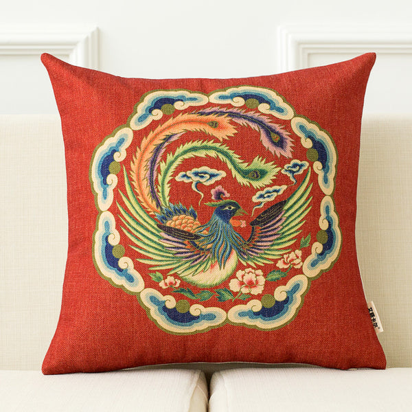 Modern Red Oriental Throw Cushion - Staunton and Henry