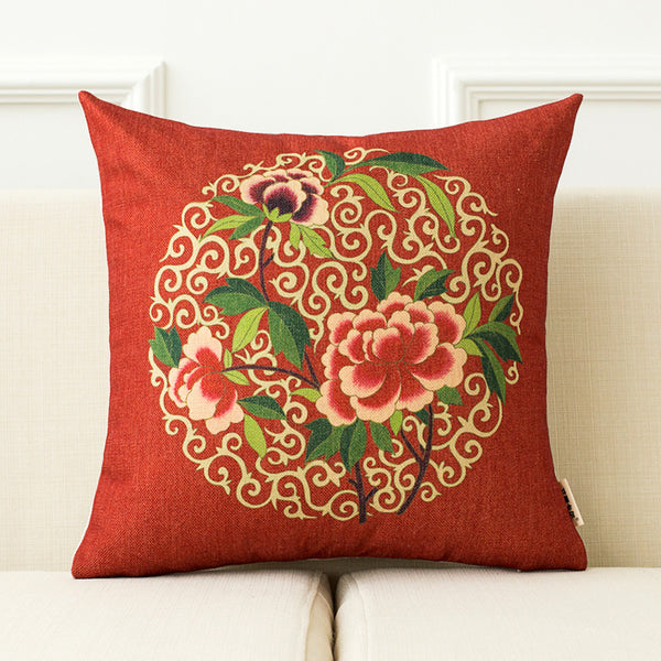 Modern Red Oriental Throw Cushion - Staunton and Henry