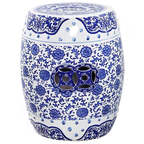 Blue and White Chinese Ceramic Stool - Staunton and Henry