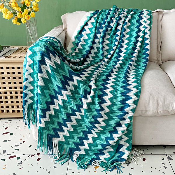 Colorful Crochet Chevron Throw Blanket - Staunton and Henry
