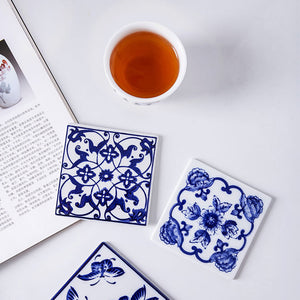 Chinese Blue and White Ceramic Coasters - Mixed Set of 6 - Staunton and Henry