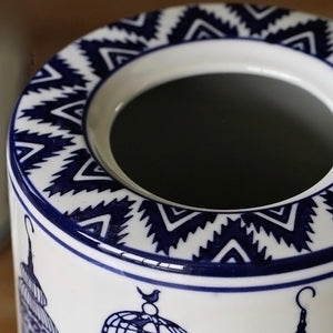 Modern Oriental Blue and White Ceramic Container - Staunton and Henry