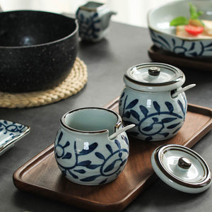 Akari Blue and White Japanese Condiment Jars - Staunton and Henry
