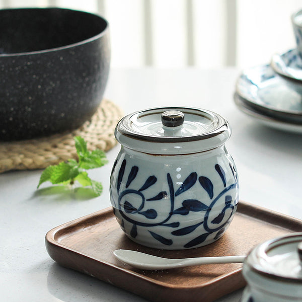 Akari Blue and White Japanese Condiment Jars