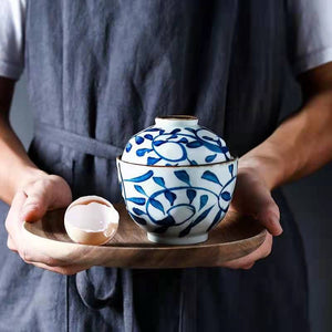 Akari Blue and White Japanese Soup Bowl with Cover - Staunton and Henry