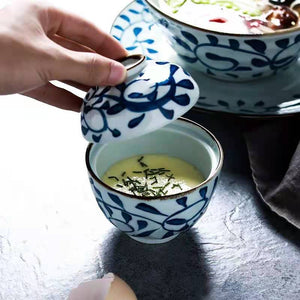 Akari Blue and White Japanese Soup Bowl with Cover - Staunton and Henry