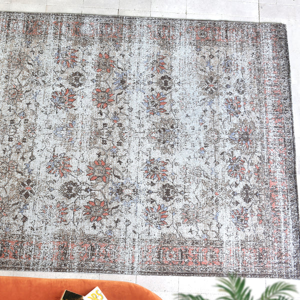 Souka Greige and Coral Distressed Rug - Staunton and Henry