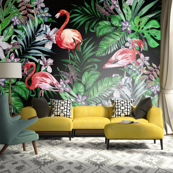 Flamingos in the Jungle Wall Mural - Staunton and Henry