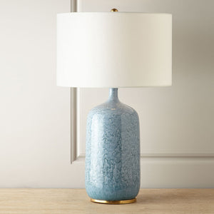 Blue Ceramic Table Lamp with Gold Trim - Staunton and Henry