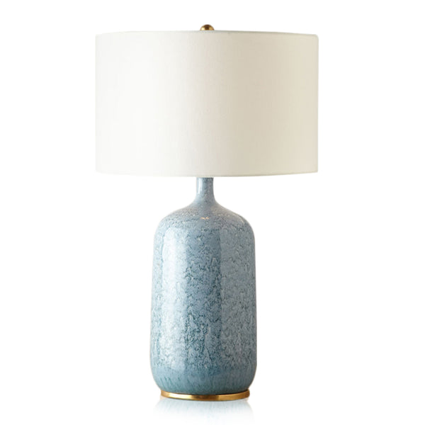 Blue Ceramic Table Lamp with Gold Trim - Staunton and Henry