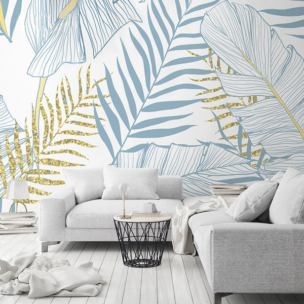 Blue and Yellow Palms Wallpaper - Staunton and Henry