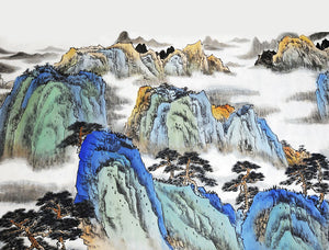Mountain Blue Oriental Wall Mural - Staunton and Henry