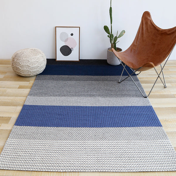 Blue and Grey Chunky Weave Rug - Staunton and Henry