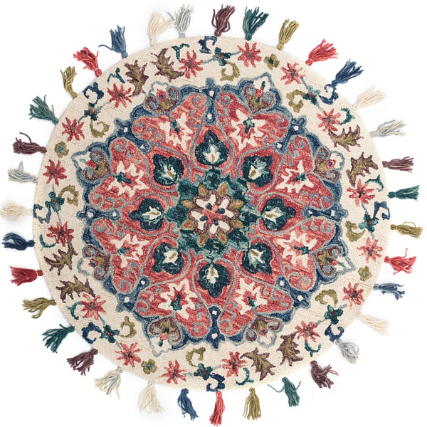 Colorful Round Modern Tribal Rug - Staunton and Henry